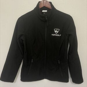 Top Golf Jacket Womens Large Soft Shell Black White Full Zip High Performance